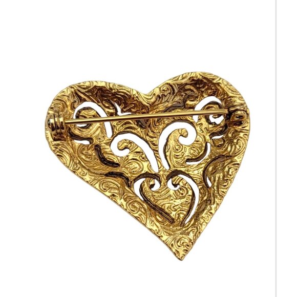 1928 Brand Clear Rhinestone Heart Pin Brooch K119 - Picture 5 of 9